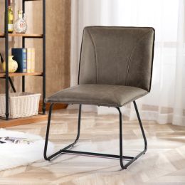 24" Wide Modern Industrial Design Faux Leather Counter Stool with Metal Legs For Dining Room