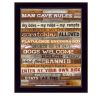 "Man Cave Rules" By Marla Rae; Printed Wall Art; Ready To Hang Framed Poster; Black Frame