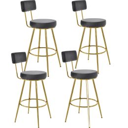 30inch Bar Stools, Bar Dining Chairs with Velvet Upholstered Back and Seat Cushions for Dining Room, Home Bar, Set of 4