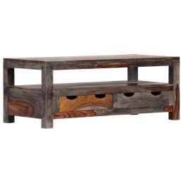 vidaXL Coffee Table Gray 39.4"x19.7"x15.7" Solid Sheesham Wood