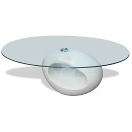 vidaXL Coffee Table with Oval Glass Top High Gloss White