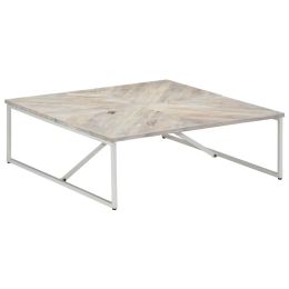 vidaXL Coffee Table 43.3"x43.3"x14.1" Solid Mango Wood