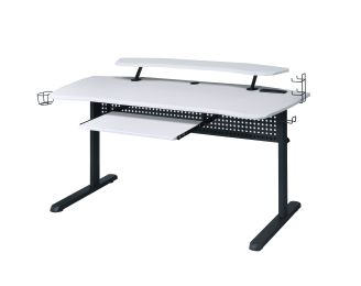 Vildre Gaming Table w/USB Port; Black & White Finish AL