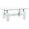 vidaXL Coffee Table White and Transparent 37.4"x21.7"x15.7" Tempered Glass