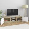 vidaXL TV Cabinet White and Sonoma Oak 47.2"x11.8"x14" Engineered Wood