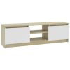 vidaXL TV Cabinet White and Sonoma Oak 47.2"x11.8"x14" Engineered Wood