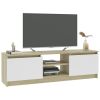 vidaXL TV Cabinet White and Sonoma Oak 47.2"x11.8"x14" Engineered Wood