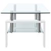 vidaXL Coffee Table White and Transparent 37.4"x21.7"x15.7" Tempered Glass