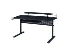 Vildre Gaming Table w/USB Port; Black Finish AL