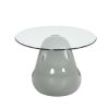 vidaXL Coffee Table with Oval Glass Top High Gloss Gray