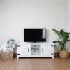 Modern Farmhouse Double Barn Door TV Stand for TVs up to 65 Inches, 58 Inch, White color