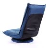 360 Degree Swivel Gaming Chair Folded Video Game Chair;  Adjustable Folding Floor Lazy Man Sofa Chair;  Comfortable Padded Backrest - Blue