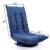 360 Degree Swivel Gaming Chair Folded Video Game Chair;  Adjustable Folding Floor Lazy Man Sofa Chair;  Comfortable Padded Backrest - Blue