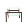 Rectangle Walnut Glass Coffee Table;  Clear Coffee Table;  Modern Side Center Tables for Living Room;   Living Room Furniture