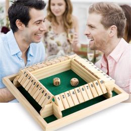 Wooden Shut The Box Dice Game for 1-4 Players (Color: green)