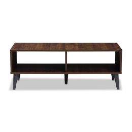 Pierre Mid-Century Modern Wood Coffee Table (Color: Brown / Dark Gray)