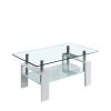 Artisan Center Coffee Table, Tempered Glass Top Stainless Steel Legs for Living Room, 37"Lx22"Dx16"H