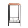 2-Tier End Table;  Industrial Side Table Nightstand with Durable Metal Frame;  Coffee Table with Mesh Shelves for Living Room;  Oak Finish