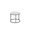 Marble Coffee Table End table 12-gon Shape;  25.6 " White Artificial Marble Top and Black Metal Legs can be used in living room;  outdoor;  anti-tip