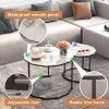 Marble Coffee Table End table 12-gon Shape;  25.6 " White Artificial Marble Top and Black Metal Legs can be used in living room;  outdoor;  anti-tip