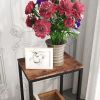 2-Tier End Table;  Industrial Side Table Nightstand with Durable Metal Frame;  Coffee Table with Mesh Shelves for Living Room;  Oak Finish