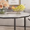 Marble Coffee Table End table 12-gon Shape;  25.6 " White Artificial Marble Top and Black Metal Legs can be used in living room;  outdoor;  anti-tip