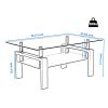 Rectangle Walnut Glass Coffee Table, Clear Coffee Table,Modern Side Center Tables for Living Room, Living Room Furniture