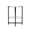 2-layer Tempered Glass End Table;  Round Coffee Table for Bedroom Living Room Office